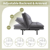 Vipbear 71" Futon Sofa Bed - Convertible Sofa Beds/Adjustable Backrest & Armrest,Detachable Cushion, Loveseat Sleeper for Small Spaces, Apartments & Offices, Grey Futons Vipbear