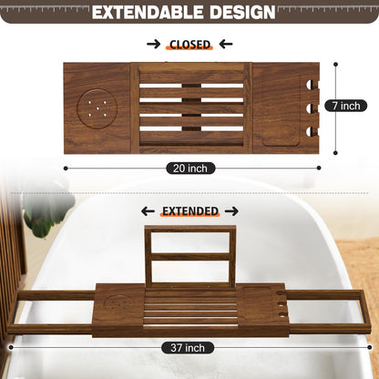 Teak Bathtub Tray, Bath Tray for Tub Bathroom Table Tray Expandable Wood Tub Tray for Bathtub, as Unique Housewarming, Holiday, Birthday Gifts