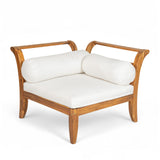 JIVOIT 6 Piece Acacia Wood Patio Sofa Set, Outdoor Modular Sectional Garden Furniture Set with Tea Table, Ottoman, 5 Cushions and Pillows, L-Shaped Conversation Daybed for Patios, Poolsides, Gardens JIVOIT