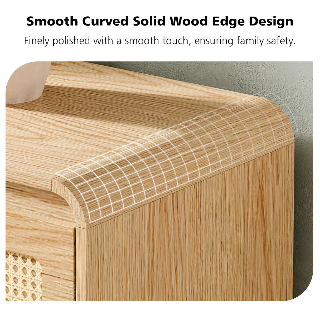 Ieejdn Mid Century Modern Dresser,Rattan 9 Drawers Dresser for Bedroom, 59" Wide Wood Dressers & Chests of Drawers/Curved Profile Design, Natural Texture for Bedroom, Living Room, Warm Wood