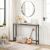 HOOBRO Narrow Console Table with Power Outlets, 44.9-Inch Sofa Table, Slim Behind Couch Table, Entryway Display Shelf, for Living Room, Foyer, Hallway, Greige and Black BG114UXG01 HOOBRO