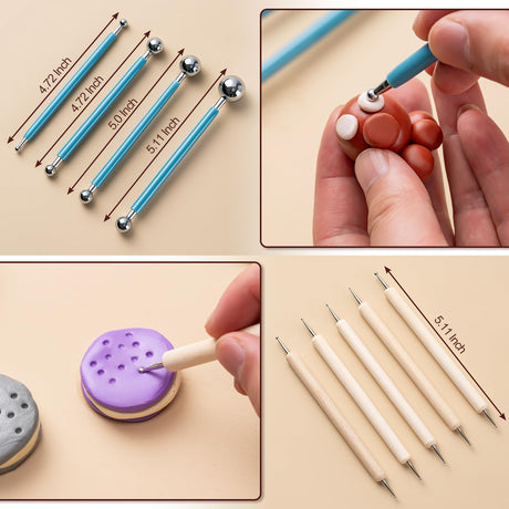 Amrules Clay Tools Kit, 27 PCS Pottery Tools, Practical Polymer Clay Sculpting Tools Kit, Air Dry Clay Tools Set for Adults, Pottery Craft, Dotting, Carving, Drawing, Molding, Modeling, Shaping Amrules