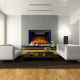 Valuxhome 43 Inches Electric Fireplace Heater Insert with Overheating Protection, Fire Crackling Sound, Remote Control, Thermostat, 750/1500W, Black Valuxhome