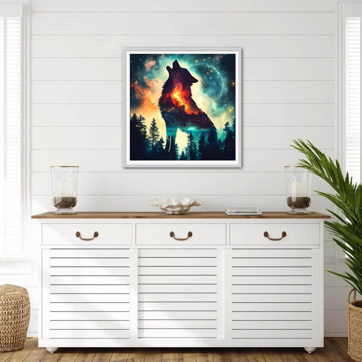 DPHERO DIY Wolf Diamond Painting Kits for Beginners Adults,5D Starry Sky Diamond Art Kits,Round Full Drill Forest Diamond Painting Art,DIY Painting by Numbers Diamond Art Painting 12x12 inch DPHERO