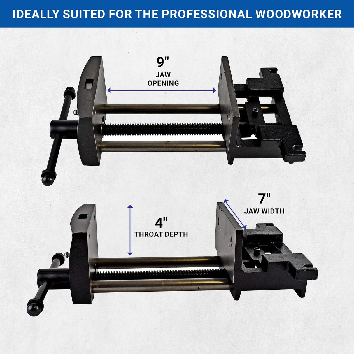 Yost Vises 7WW-DI 7" Heavy-Duty Ductile Iron Woodworker's Vise, Black Yost Tools