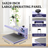 16x20 Inch Heat Press Machine for T-Shirts, Digital Sublimation Printer with Fast Heating, Large Panel, High Pressure for Canvas, Bags, Hats, Pillows & Placemats Garvee