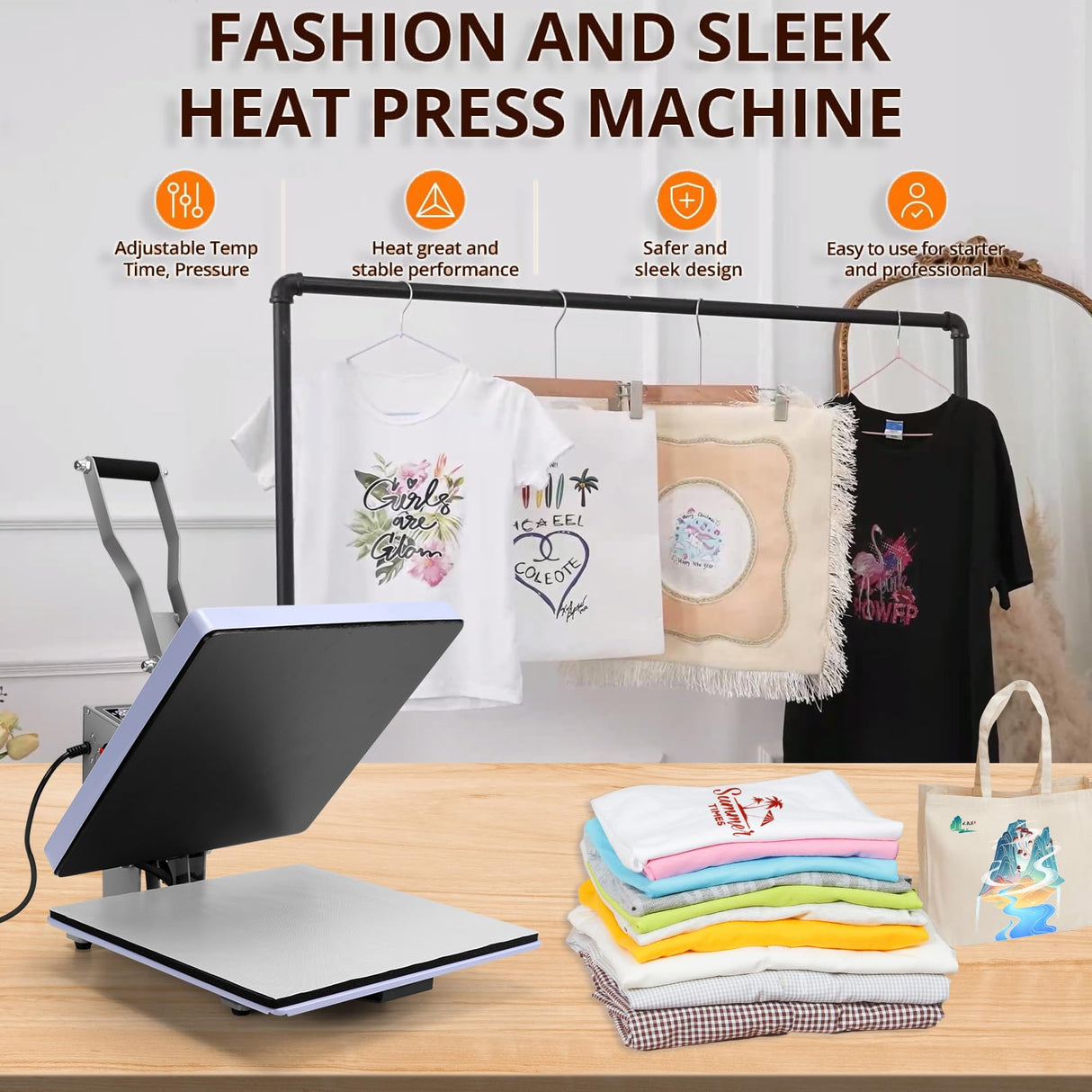 AKEYDIY 15x15 Heat Press, Digital Shirt Press Heat Up Fast & Even, Pro Pull Out Heat Press Lower Platen Slide Out Heat Transfer Sublimation Heat Press Machine for Tshirts, Pillow, Pad, Bag, Purple AKEYDIY