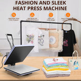 AKEYDIY 15x15 Heat Press, Digital Shirt Press Heat Up Fast & Even, Pro Pull Out Heat Press Lower Platen Slide Out Heat Transfer Sublimation Heat Press Machine for Tshirts, Pillow, Pad, Bag, Purple AKEYDIY