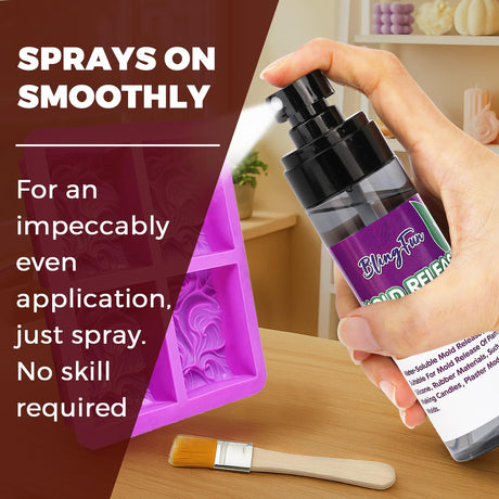 BlingFun Mold Release Spray for Candle Making & Epoxy - Uniform Coverage Fast Drying Non-Stick, Professional Grade Silicone Based Release Agent, Easy to Clean Extends Mold Life Blingfun