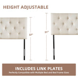 Howjoe Linen Upholstered Headboard Twin Size, Diamond Tufting Solid Wood Twin XL Headboard Only, Adjustable Height from 37” to 51” Head Board, Dorm Bed Frame or Wall Mount Headboards, Beige Howjoe