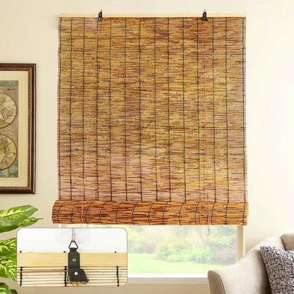 26" 34" 36" 40" 42" 46" 48" 54" 60" 66" 72" Wide, Blackout Bamboo Roll Up Shade For Outdoor Patio Privacy, Bamboo Roller Blind With Lift, Cordless Bamboo Roman Window Curtain For Balconies(36"W x 84"H