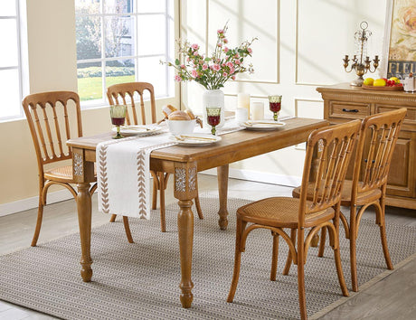Aoztio Rustic Style Embroidered Table Runner, 13x72 Inch Irregular Willow Leaf Table Runners 72 Inches Long for Dresser Decor Farmhouse Table Decor, 13x72 Inche, Taupe Aoztio