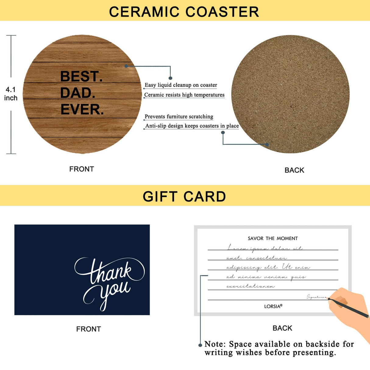 Gifts for Dad Men, Whiskey Decanter Set with Gift Box, Unique Christmas Gift from Daughter or Son, Perfect Birthday and Retirement Present for Men - Includes 2 Ice Molds, 2 Coasters, and a Gift Card LORSIA