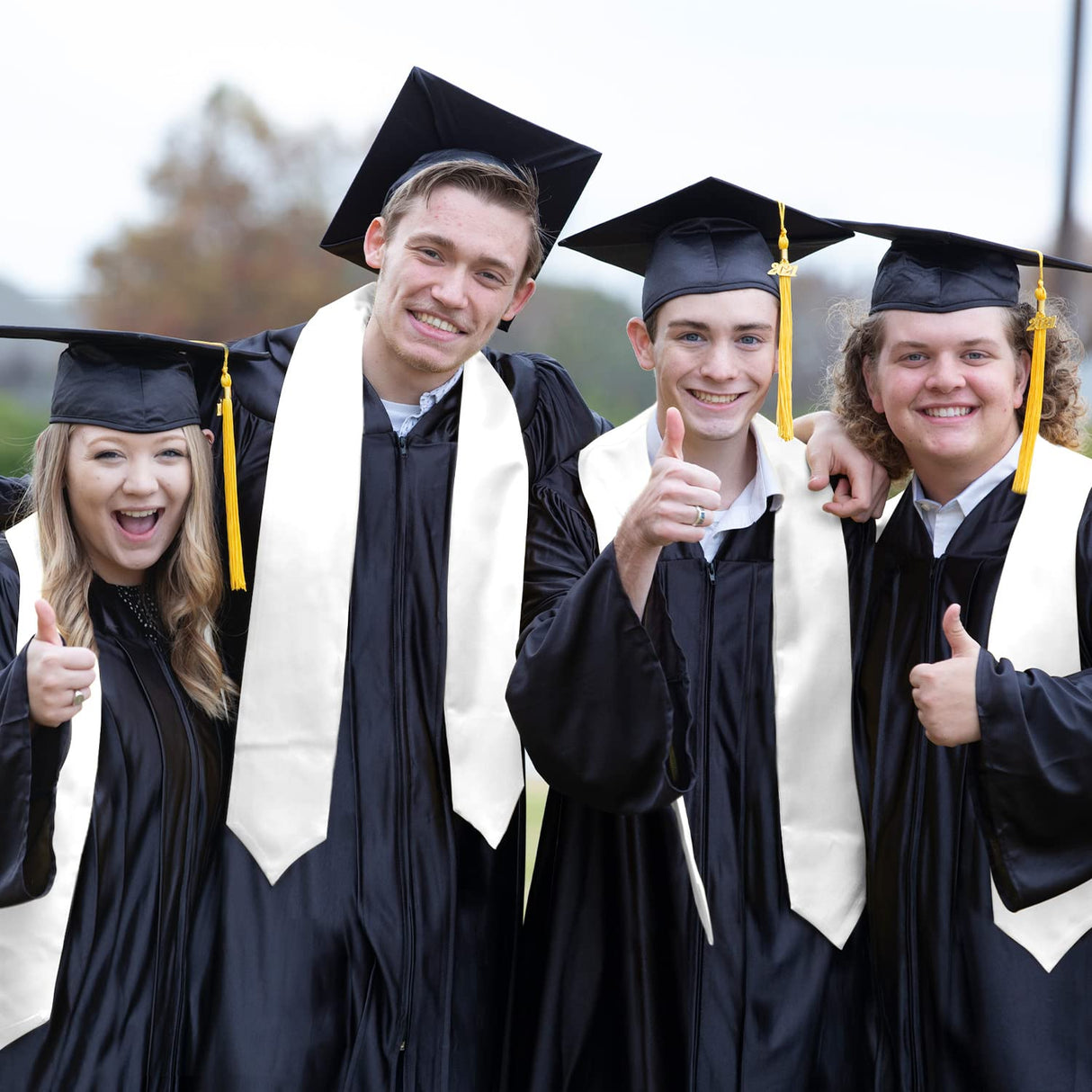 Endea White Graduation Stole - Plain Color, Unisex, 62" Graduation Sash (White) Endea Graduation