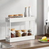 SPACELEAD Slim Storage Cart 4 Tier,Bathroom Organizer Rolling Utility, Mobile Shelving Unit Slide Out for Office, Kitchen, Laundry Room & Narrow Places,White SPACELEAD