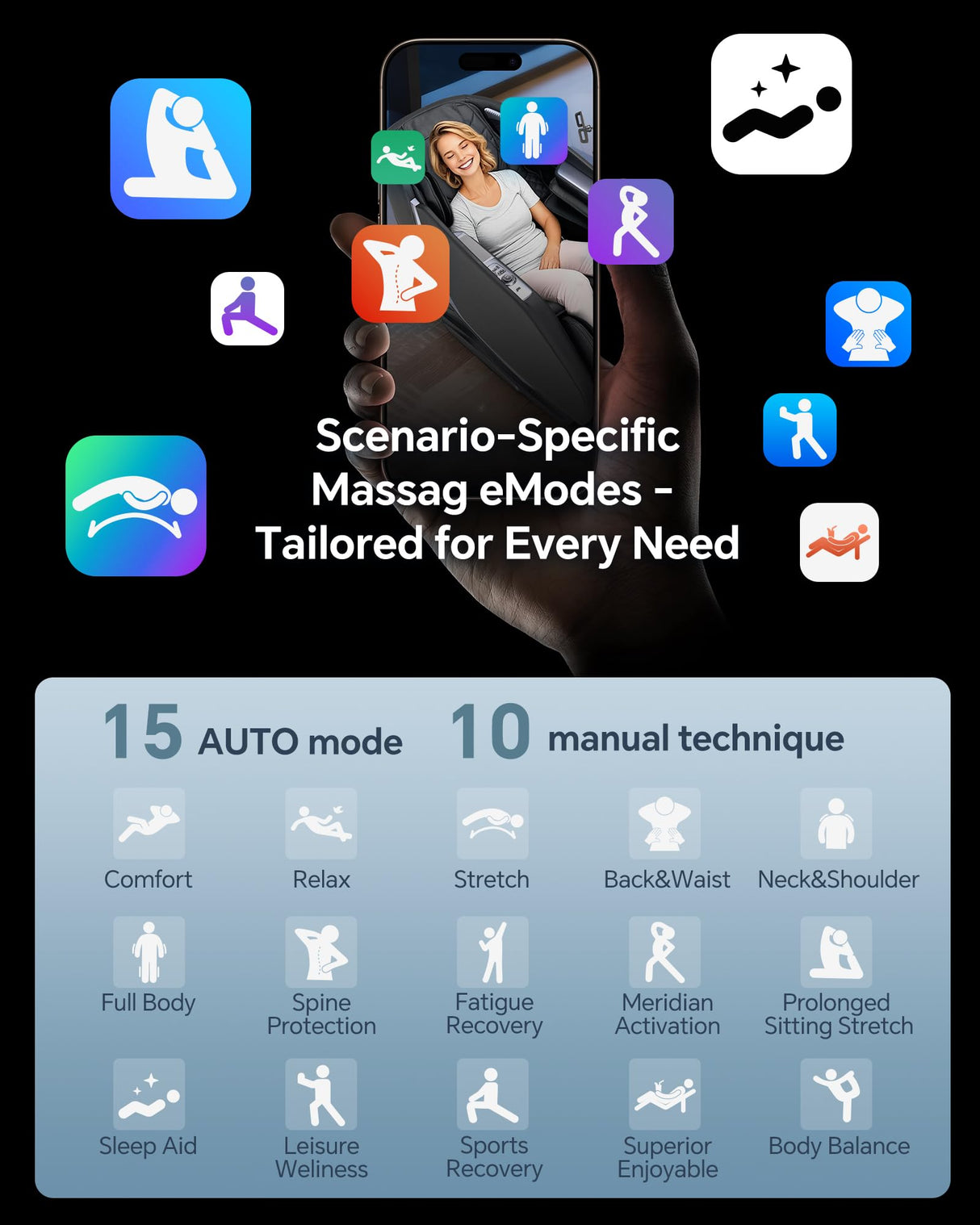 UIIU 4D Smart Massage Chair Full Body Zero Gravity Massage Chair Recliner,15+ Scene-Customized Massage Mode,Dual SL Massage Back Calf Heat Upgraded Animated Touchscreen App Control Large Size Black UIIU