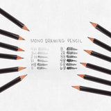 Tombow 51523 MONO Drawing Pencil Set, Assorted Degrees, 12-Pack. Professional Quality Graphite Pencil Set with Eraser and Sharpener Tombow