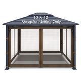 Gazebo Universal Replacement Mosquito Netting - Wonwon Outdoor Gazebo Canopy 4-Panel Screen Walls with Zipper for 10' x 12' Gazebo (Mosquito Net Only) (Brown) Wonwon