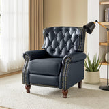 HULALA HOME Genuine Leather Recliner Chair with Solid Wood Feet, Modern Adjustable Tufted Push Back Arm Chair w/Rivet Decoration, Home Theater Seating Single Reclining Sofa for Living Room, Navy HULALA HOME