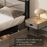 Halitaa LED Queen Size Bed Frame with Charging Station & 4 Drawers, Platform Metal Bed Frame with Headboard USB Ports Outlets, Farmhouse Bed Frame with LED Lights, Noise Free, Wash Grey (Queen) Halitaa