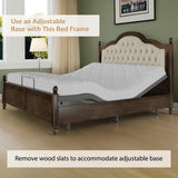 YUMPIE Solid Wood King Bed Frame, Transitional Platform Bed with 52.5" Tufted Upholstered Headboard, Rubberwood Construction, Roman Column Accents, No Box Spring Needed YUMPIE