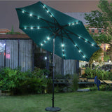 Sunnyglade 9' Solar LED Lighted Patio Umbrella with 8 Ribs/Tilt Adjustment and Crank Lift System (Teal Blue) Sunnyglade