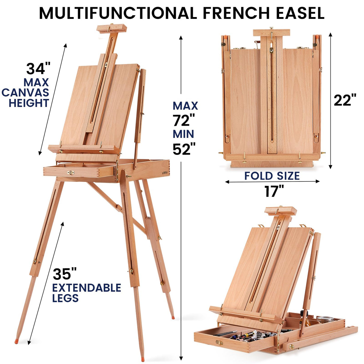 196Pcs Deluxe Artist Painting Set with French Easel, 48 Colors Acrylic & Oil Paints, 24 Colors Watercolor Paints, Art Paint Supplies for Artists, Beginner & Adults Senmink