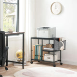 MAHANCRIS Printer Stand with Storage Bag, 3-Tier Mobile Under Desk Printer Cart with Wheels, Wooden Rolling Printer Table, Organizer Shelf for Study, Office, Living Room, Black PTHB2201 MAHANCRIS