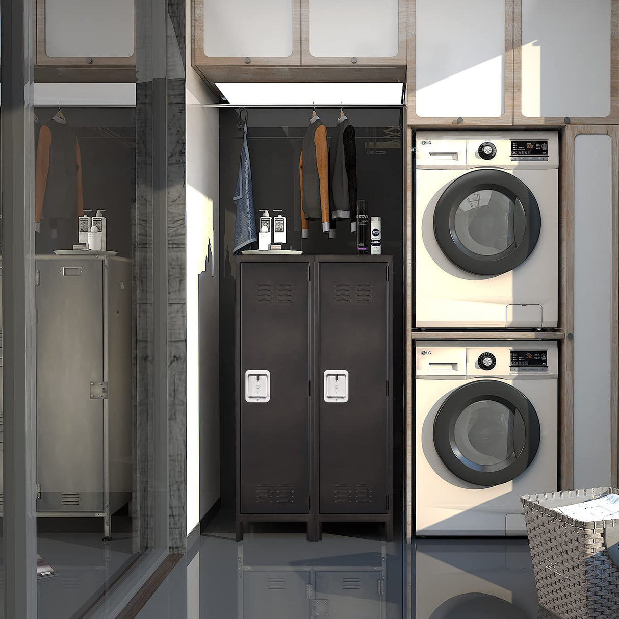 Yizosh Metal Locker with 1 Lockable Doors, Industrial Steel Storage Lockers for Employees - 55.1" Locker Storage Cabinets for School, Gym, Home, Office, Garage Yizosh