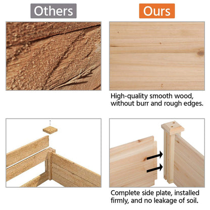 Topeakmart 8×4ft Horticulture Raised Garden Bed 93 x 48 x 10in Wooden Planting Box in Backyard/Patio Outdoor, Natural Wood 1