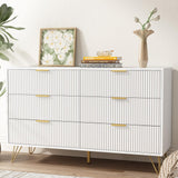 LYNSOM Dresser for Bedroom, Modern 6 Drawer White Dresser with Metal Handles and Wide Drawer, Wood Chest of Drawers for Living Room LYNSOM