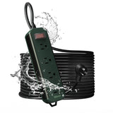 Outdoor Power Strip Weatherproof, 50 FT Extension Cord, Diivoo Waterproof Surge Protector with 4 Outlets, 1250W Shockproof Overload Protection, Flat Plug, Wall Mountable for Patio Christmas Lights Diivoo