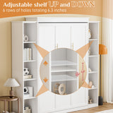 BEQAI Queen Murphy Bed with Storage Bookcase & 4 Adjustable Shelves, Foldable Space-Saving Queen Wood Wall Bedframe with Metal Legs, Hidden Bedframe for Guest Room, Study, Home Office, Bedroom, White BEQAI