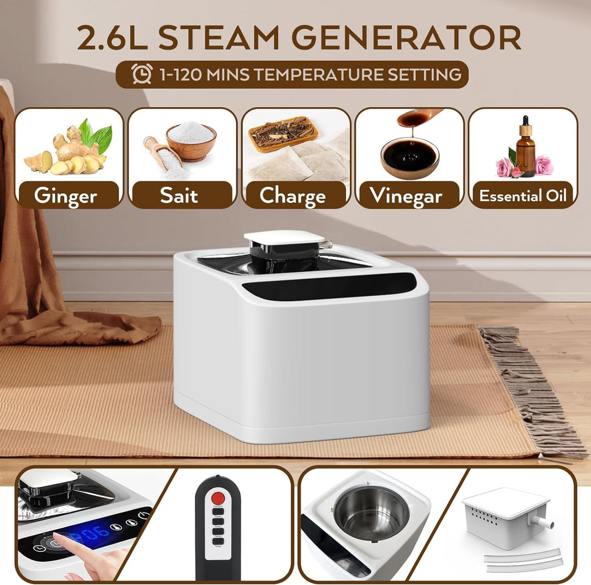 EIFABF Home Steam Sauna Box, Heater,Warm Box,Portable Full Size Personal Sauna for Indoor Spa, 600D Thicken Sauna Tent Kit with 2.6L & 1000W Home steam Bath Box& Remote Control & Mat, for Weight Loss EIFABF