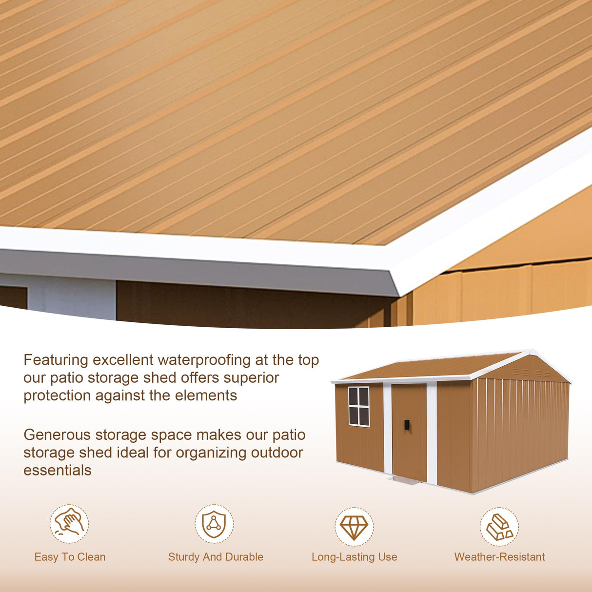 KEIKI 12FT x 10FT Heavy-Duty Metal Storage Shed, Outdoor Storage Shed with Floor & Window, Weatherproof Outdoor Garden Shed for Garden, Backyard, Patio, Lawn KEIKI