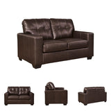 Signature Design by Ashley Santorine Transitional Tufted Leather Match Loveseat, Dark Brown Signature Design by Ashley