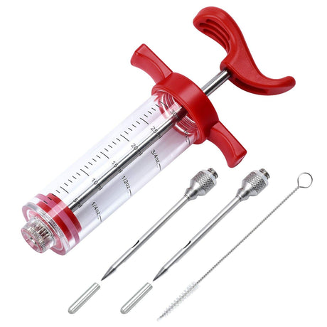 Meat Injector, Plastic Marinade Turkey Injector with 1-oz Capacity 2pcs stainless steel needles by DIMESHY DIMESHY