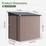 Breezestival 6'x4' Lean to Shed Galvanized Steel Storage Sheds with Side Door Waterproof Utility Shed with Sloped Roof for Mower, Bike, Garden Tools (Brown) Breezestival