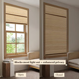 Cordless Bamboo Roman Blinds by LUCKUP - 100% Blackout Shades for Indoor Windows, 30" W x 64" H with Enhanced Privacy LUCKUP