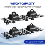 FAHKNS 2 x 6 ft Garage Wall Shelving, 2-Pack Garage Shelving Wall Mounted, 1200LBS Capacity Heavy Duty Metal Wire Shelves, Floating Long Shelf for Carport Shed Kitchen, Black FAHKNS