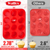 Walfos Silicone Muffin Pan - 12 Cups Regular Silicone Cupcake Pan, Non-stick Silicone Great for Making Muffin Cakes, Tart, Bread - BPA Free and Dishwasher Safe Walfos