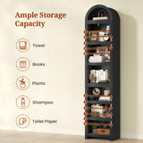 UPOSOJA 76" Tall Narrow Arched Bookcase,7-Teir Mid-Century Modern Bookshelf,Adjustable Shelves offering More Storage Space for Living Room,Kitchen,Home Office,Black UPOSOJA