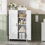 Homleke Farmhouse Bathroom Cabinet with Adjustable Shelves, Free-Standing Storage Cabinet with Barn Doors, for Kitchen, Living Room, Dining Room, Entryway, White Homleke