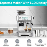 CASABREWS Espresso Machine with Grinder, Professional Coffee Maker with Milk Frother Steam Wand, Barista-Quality Cappuccino Latte Machine with LCD Display, Great for Coffee Enthusiasts CASABREWS