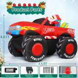 GOOSH 7.5 FT Long Christmas Inflatables Santa Claus Outdoor Decorations Blow Up Yard Snowman with Presents on Truck with Built-in LEDs for Garden Lawn Indoor Party Décor GOOSH