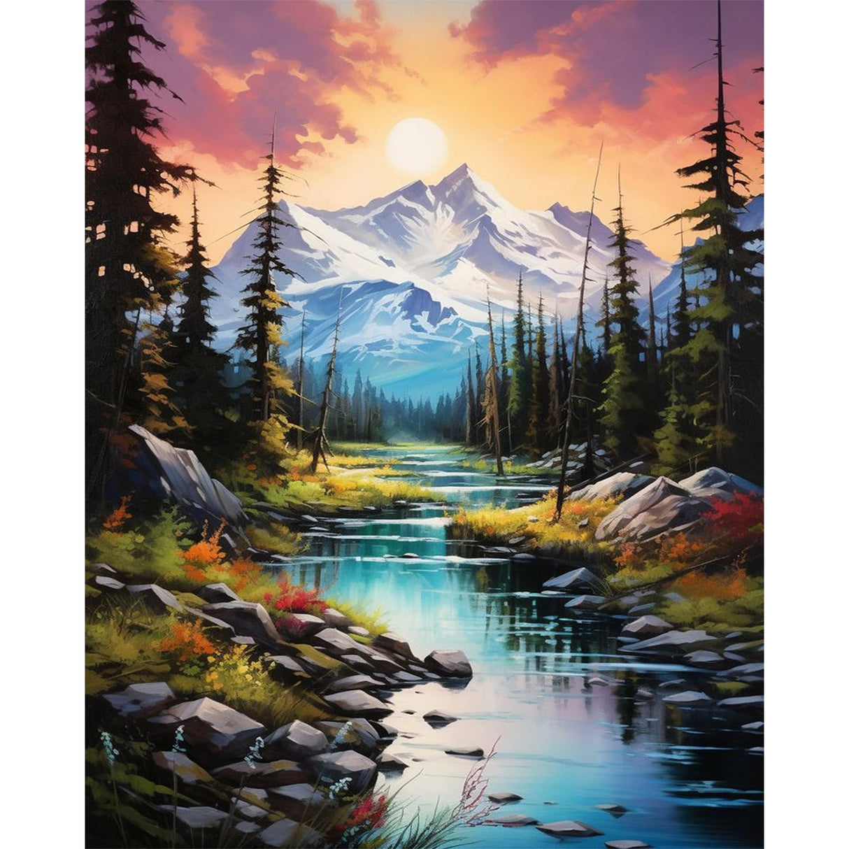xackcme Mountain Paint by Numbers for Adults - Scenery Paint by Number on Canvas Without Frame, DIY Oil Painting for Gift Home Wall Decor (16x20 inch) xackcme