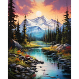 xackcme Mountain Paint by Numbers for Adults - Scenery Paint by Number on Canvas Without Frame, DIY Oil Painting for Gift Home Wall Decor (16x20 inch) xackcme