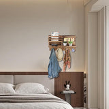 Key Holder Wall Mount, Solid Wood Key and Mail Organizer for Wall(Self Adhesive or Drill), 8 Hooks Key Rack for Entryway Hallway Bedroom Farmhouse Home Decor (Burnt Brown) Eryvik