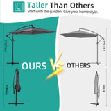 Shintenchi Patio Offset Umbrella with Easy Tilt Adjustment,Crank and Cross Base, Outdoor Cantilever Hanging Umbrella, Sunshade Umbrella Canopy, Dark Gray Shintenchi