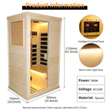 OUTEXER Far Infrared Wooden Sauna Room Home Sauna Spa Low-EMF Dry Saunas Single Person Spa Finland Spruce Wood fit for 7ft Person OUTEXER